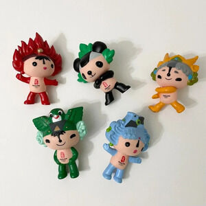 2008 Set of 5 Beijing Summer Olympics Vinyl  Figures Mascots 3.5 Inch Tall